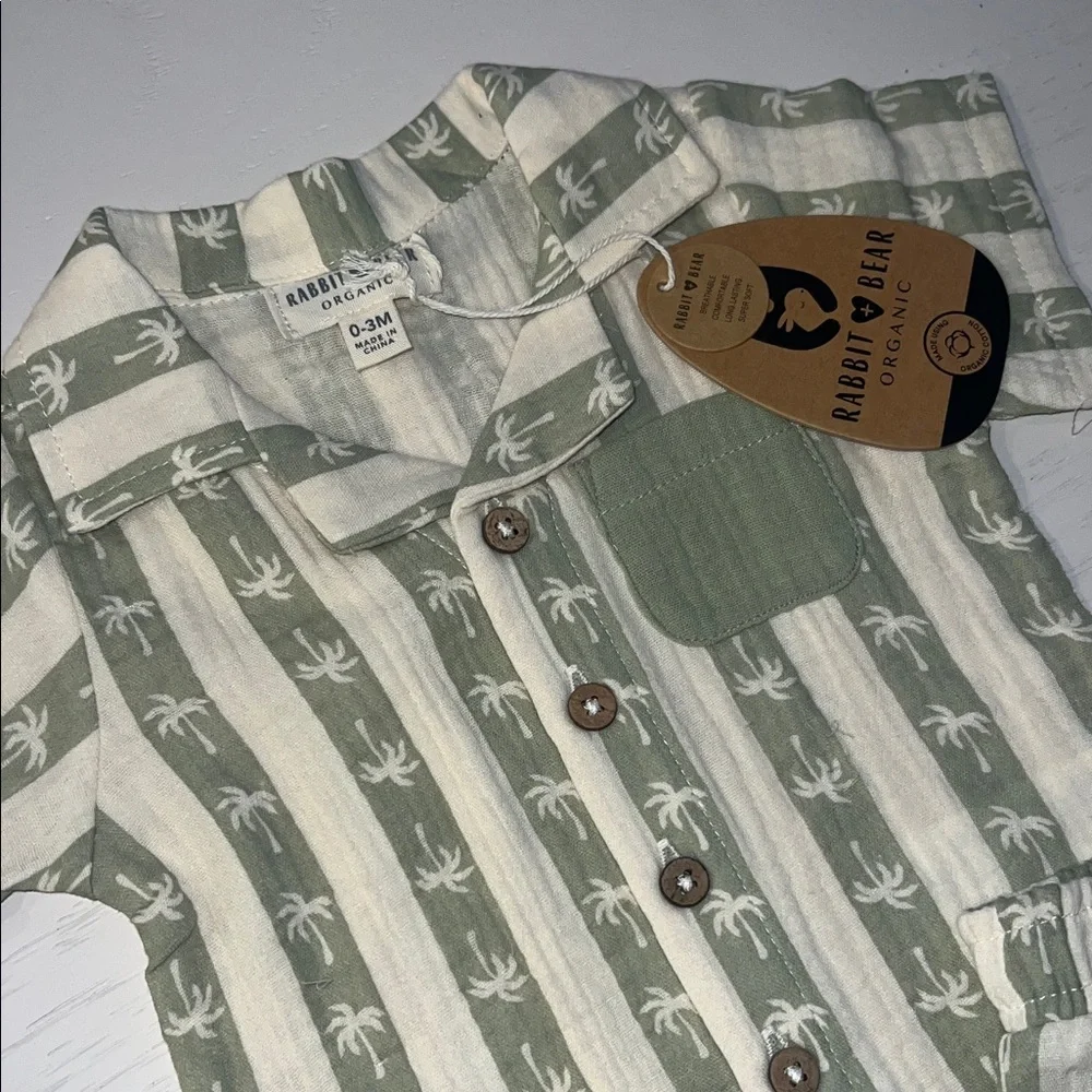 Rabbit + Bear Palm Print Kids Matching Set Organic Cotton 0-3 months